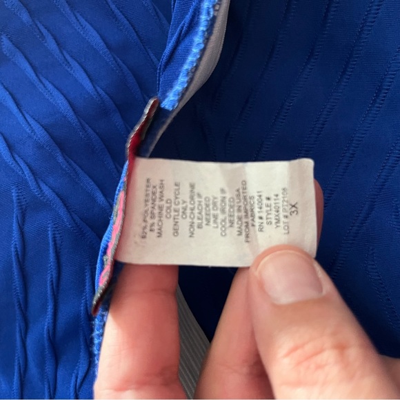 Blue Knee Length Skirt Patterned Skirt with Elastic Waist, Double Click Size 3X - Picture 5 of 7